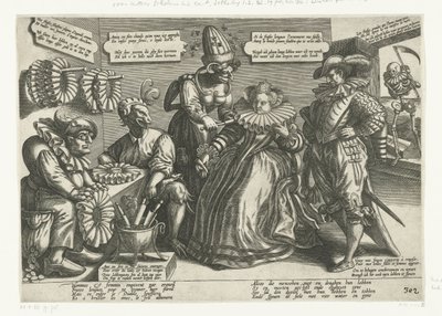Diaboli partus superbia / Hoovaardije des Duyvels irmão (título no objeto) Desenhos animados na gola larga plissada de Anonymous