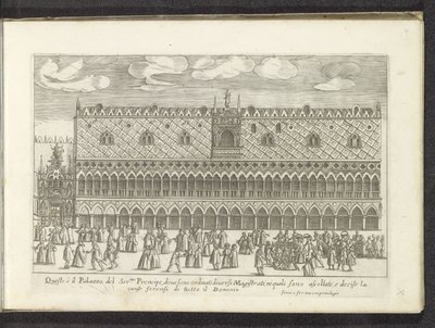Fachada do Dogepaleis em Veneza Scènes uit het Venetiaanse leven (título da série) Hábitos masculinos e femininos venezianos com a procissão da Ser.ma Signoria E outros detalhes como triunfos, festas e cerimônias públicas da nobre cidade de Veneza de Anonymous