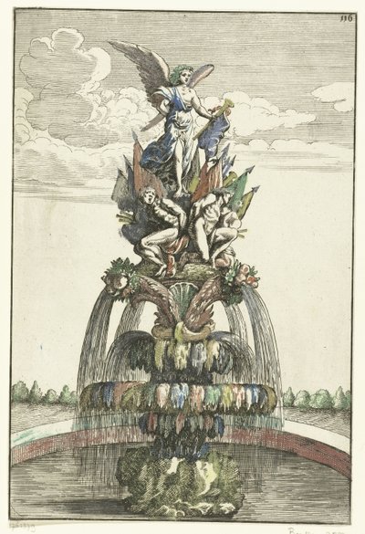 Fonte com estátua de Vitória
Architectura Curiosa Nova (título da série) de Anonymous
