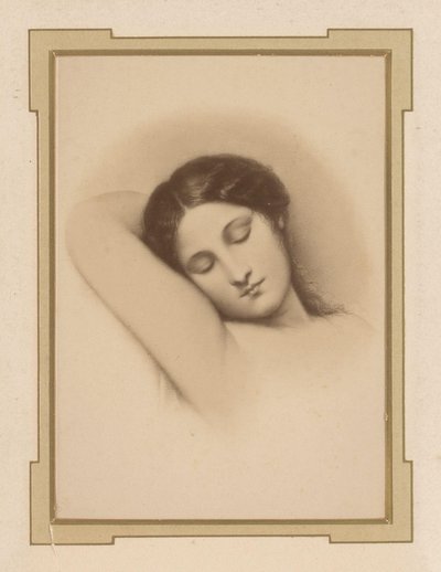 Fotoreprodução de um desenho de uma mulher adormecida de Anonymous