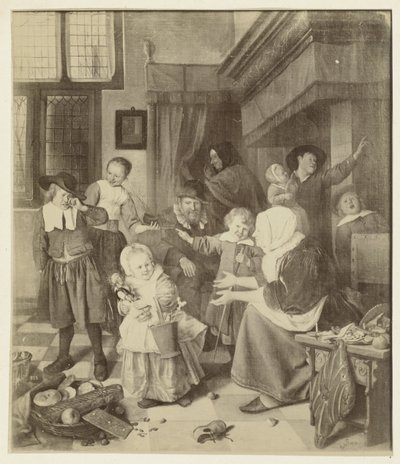 Fotoreprodução do quadro A Festa de São Nicolau por Jan Steen de Anonymous