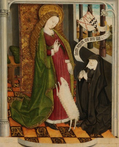 Geertruy Haeck ajoelhado em oração diante de Santa Inês Geertruy Haeck-van Slingelandt van der Tempel se ajoelha em oração diante de Santa Inês de Anonymous