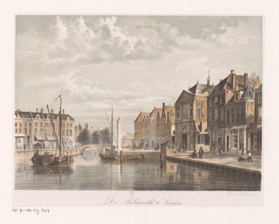 Vista do Aalmarkt em Leiden O Aalmarkt em Leiden (título no objeto) de Anonymous