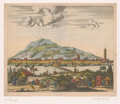 Vista da cidade chinesa de Nanjing Lankin (título no objeto) de Anonymous