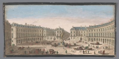 Gezicht op de Place des Victoires te Parijs
Vûë de la Place des Victoires (título sobre o objecto) de Anonymous
