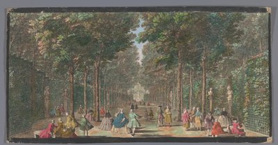 Gezicht op de Salle des Marronniers in de Tuin van Versailles O Salão dos Castanheiros (título no objeto) de Anonymous