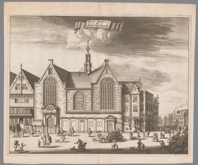 Vista da Capela de St. Olof (Capela Oudezijds) em Amsterdã Sint Olofs agora Capela Oude Zyds (título no objeto) de Anonymous