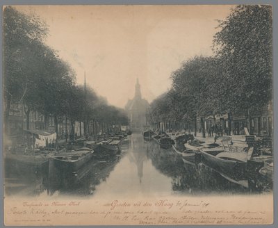 Vista do Turfmarkt e do Nieuwe Kerk em Haia Saudações de Haia; Turfmarkt e Nieuwe Kerk (título no objeto) de Anonymous