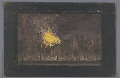 Vista do incêndio no Schouwburg em Amsterdã em 11 de maio de 1772 de Anonymous