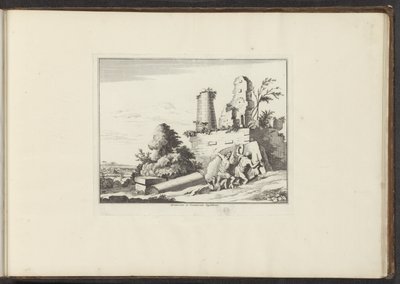 Vista das ruínas do túmulo do Horatii e do Curatii em Roma
Horatiorum et Curatiorum Sepulchrum (título sobre o objecto)
Palácios e monumentos em Veneza, Livorno, Nápoles e Roma (título da série) de Anonymous