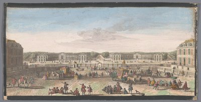 Vista dos estábulos do Palácio de Versalhes Vue des ecuries de Versailles Prize de la second grille (título no objeto) de Anonymous