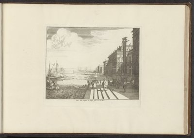 Vista de um cais em Veneza com o leão de São Marcos em uma coluna Veue dela Dogna à Venise pres de St. Marc (título no objeto) Palácios e Monumentos em Veneza, Livorno, Nápoles e Roma (título da série) de Anonymous