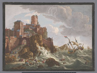 Vista de uma costa com navios e barcos nas falésias da Noruega
Ecueil des côtes de Norwege (título sobre o objecto) de Anonymous