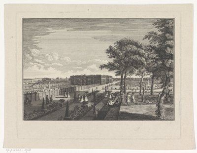 Vista de um palácio e dos jardins circundantes de Anonymous
