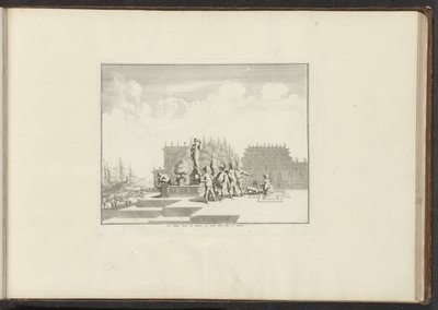 Vista de um palácio e estátuas à beira-mar em Gênova Le Palais orné de Statues, au bord dela Mer à Gennes (título no objeto) Palácios e Monumentos em Veneza, Livorno, Nápoles e Roma (título da série) de Anonymous