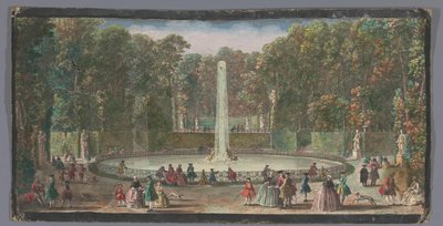 Vista do Bassin des Muses no jardim do Château de Marly Le Bassin des Muses dans le jardin de Marli (título no objeto) de Anonymous