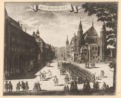 Vista do Binnenhof em Haia O Binnenhof (título no objeto) de Anonymous