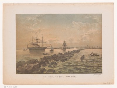 Vista do Canal de Suez em Port Said O Canal de Suez (Port Said) (título no objeto) de Anonymous