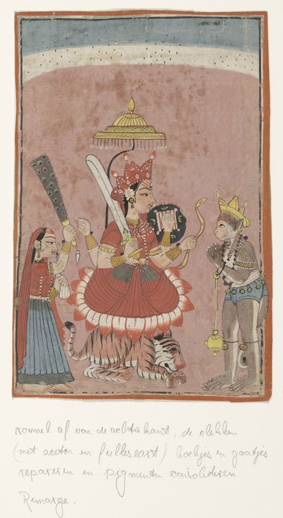 Deusa Durga e Hanuman de Anonymous