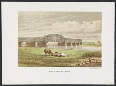 Ponte ferroviária de Hedel sobre o rio Maas, 1870
Ponte ferroviária perto de Hedel (título sobre o objecto)
As principais pontes ferroviárias nos Países Baixos (título da série) de Anonymous