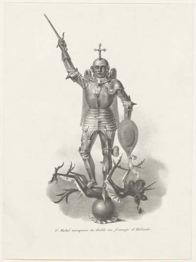 São Miguel conquistando o diabo com queijo holandês, 1830 St. Michel vainqueur du diable au fromage d