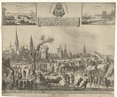 Entretenimento sobre o Escalda congelado em Antuérpia, 1684
Le vray poutraict, du Triomphe faict sur la glace demy navigable, de la riviere d