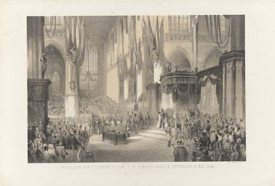 Inauguração de Sua Excelência o Rei Guilherme III no Nieuwe Kerk, em Amesterdão, 13 de Maio de 1849 (título sobre o objecto) de Anonymous