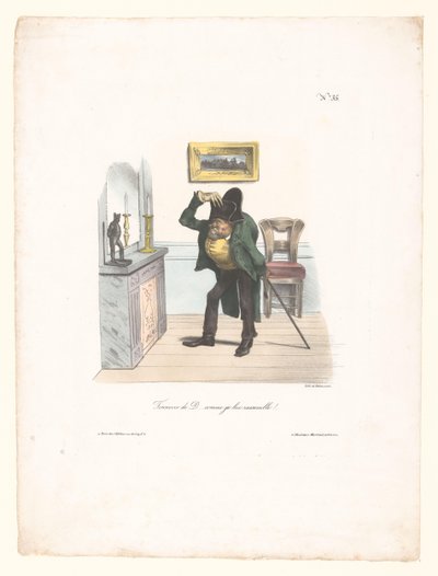 Caricatura de um homem que quer se parecer com Napoleão Tonnerre de D... comme je lui ressemble!.. (título no objeto) de Anonymous