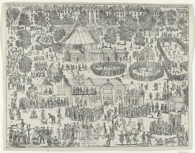 Feira numa praça em Haia, 1845
Feira Eutopiana (título sobre o objecto) de Anonymous