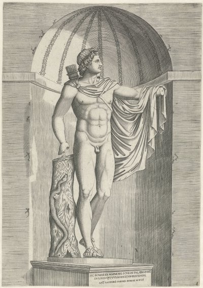Estátua clássica Apollo Belvedere em nicho de Anonymous