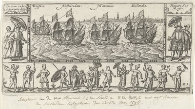 Cópia após a impressão do título original para Houtmans Journael vande reyse der Hollandtsche navios ghedaen em Oostelijk, 1598 de Anonymous