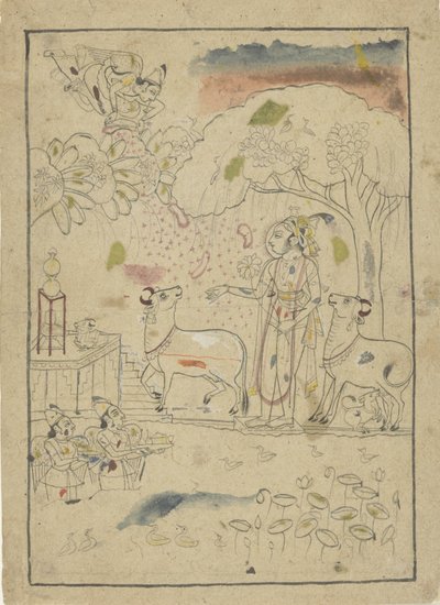 Krishna com testes de linga-altaar de Anonymous