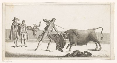 Matador desafia um touro Coleccion de las principales suertes de una corrida de toros (título da série no objeto) Colecção das manobras tauromáquicas mais importantes (título da série) de Anonymous