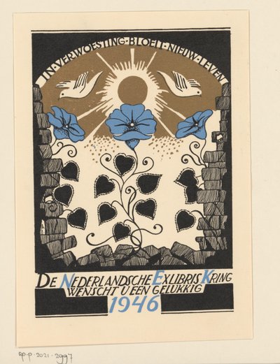 O desejo de Ano Novo para 1946 da Nederlandsche Exlibriskring de Anonymous