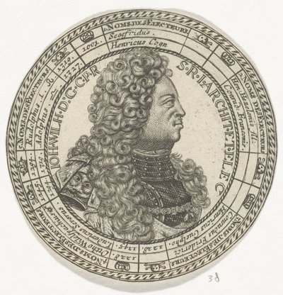 Medalha com o retrato de Johan Willem e os nomes dos Eleitores do Palatinado de Anonymous