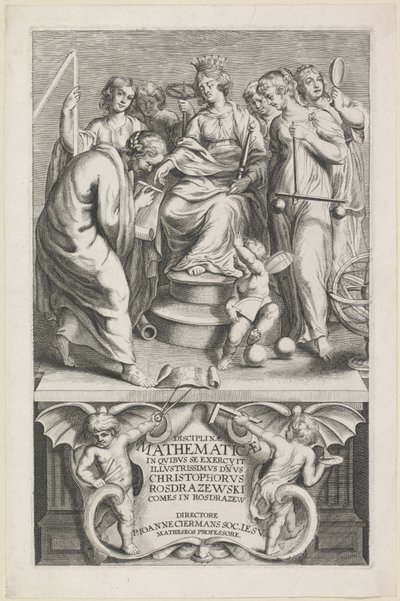 Personificação de Wiskunde Título da página: Christophorus Rosdrazewski, Mathematical Disciplines, [1640-1648] de Anonymous