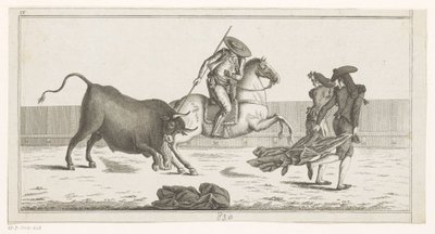 Picador enfia sua lança em um touro Coleccion de las principales suertes de una corrida de toros (título da série no objeto) Colecção das manobras tauromáquicas mais importantes (título da série) de Anonymous