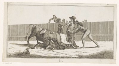 Picador caiu do cavalo Coleccion de las principales suertes de una corrida de toros (título da série no objeto) Colecção das manobras tauromáquicas mais importantes (título da série) de Anonymous