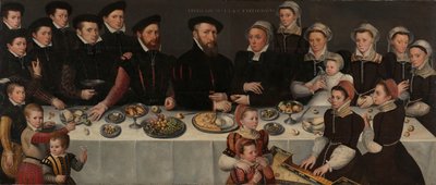Pierre de Moucheron (1508-67), sua esposa Isabeau de Gerbier, seus dezoito filhos, seu genro Allard de la Dale e seu primeiro neto de Anonymous