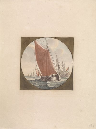 Flatboats com velas cheias
Navios no mar (série B) (título da série) de Anonymous