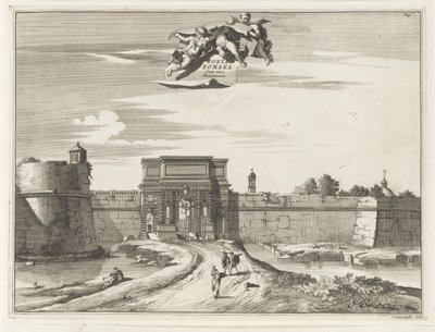 Porta Romana em Milão Porta Romana cum suis Muninentis (título no objeto) Edifícios Magesyn der Italiaense (título da série) de Anonymous