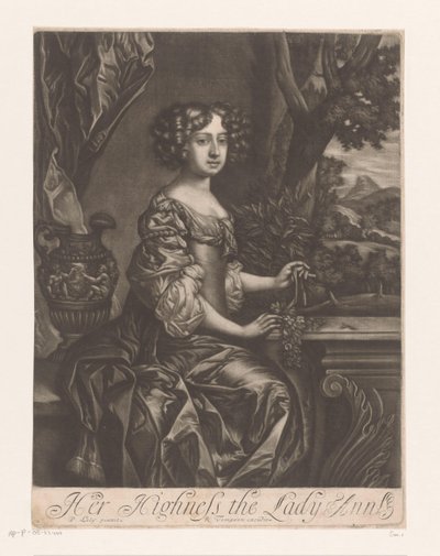 Retrato de Anna da Grã-Bretanha como princesa Sua Alteza a Senhora Ann (título no objeto) de Anonymous