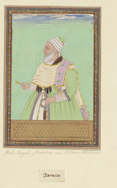 Retrato de Shah Raju, o director espiritual (pirata) do Sultão Abul Hasan de Anonymous