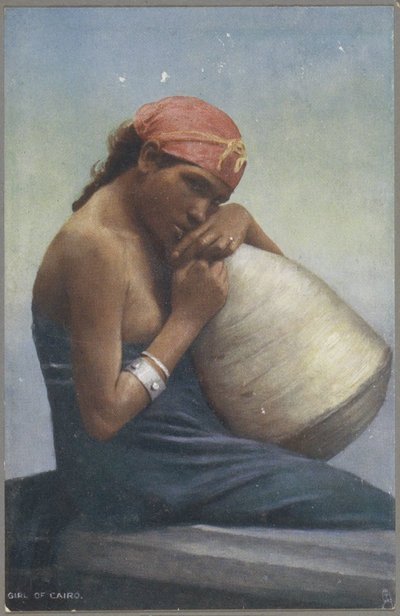 Retrato de uma menina com um jarro do Cairo Garota do Cairo (título no objeto) de Anonymous