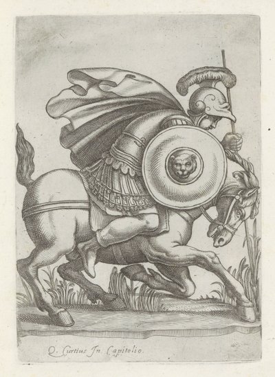 Reliëf conheceu o pai de Marcus Curtius Esculturas antigas em Roma (título da série) Ícones das antigas estátuas da cidade de Roma que são vistas em locais públicos (título da série) de Anonymous