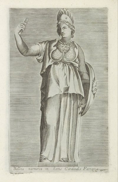 Escultura de Bellona Mármore Bellona nos jardins do Cardeal Farraria (título no objeto) Esculturas antigas em Roma (título da série) Ícones das antigas estátuas da cidade de Roma que são vistas em locais públicos (título da série) de Anonymous