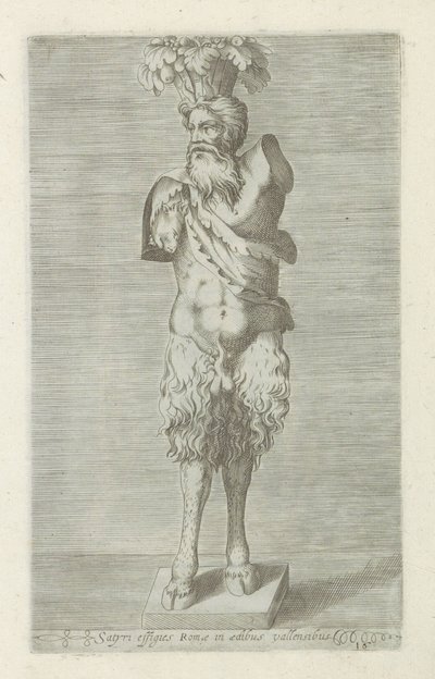 Sculptuur van een sater
Satyri effigies Romae in aedibus vallensibus (título sobre o objecto)
Escultor antieke em Roma (título da série)
Antiquarum statuarum urbis Romae quae in publicis locis visuntur icones (título da série) de Anonymous