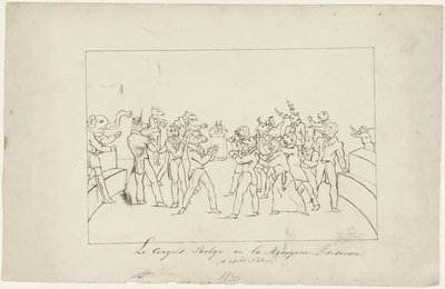 Desenho animado sobre o desacordo no Congresso Nacional Belga sobre a eleição de um rei, 1831
Le Congrès Belge ou la Ménagerie en désordre. (d