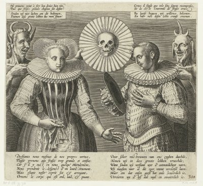 Desenho animado no colarinho rígido plissado, c. 1600 de Anonymous