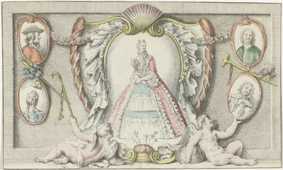 Mulher de pé, dois putti e quatro medalhões
Modos de 1730
Mercure de France (título da série) de Anonymous